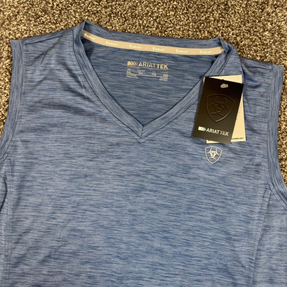 Ariat Tek Women Laguna Sleeveless Tank Coastal Fjord Blue Heather XXL NWT - Picture 1 of 10